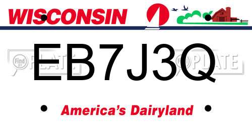 EB7J3Q Wisconsin License Plate