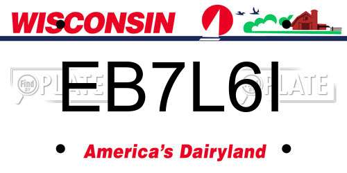 EB7L6I Wisconsin License Plate