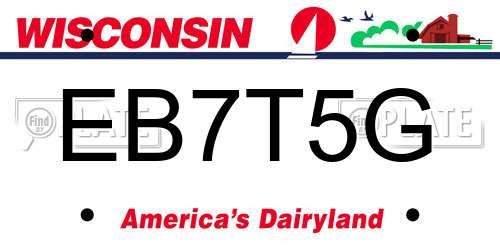 EB7T5G Wisconsin License Plate