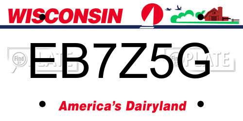 EB7Z5G Wisconsin License Plate