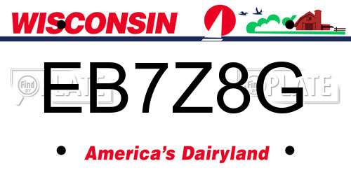 EB7Z8G Wisconsin License Plate
