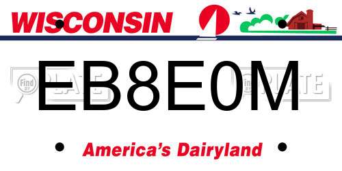 EB8E0M Wisconsin License Plate