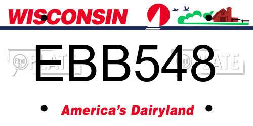 EBB548 Wisconsin License Plate