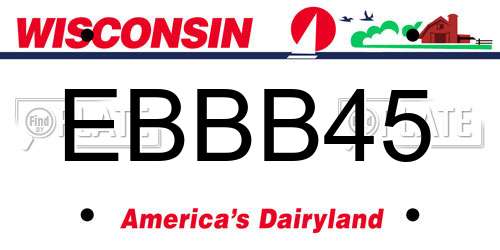 EBBB45 Wisconsin License Plate