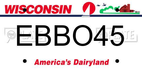EBBO45 Wisconsin License Plate