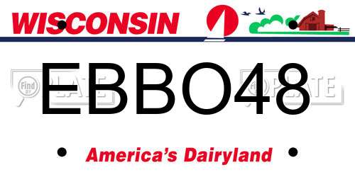 EBBO48 Wisconsin License Plate