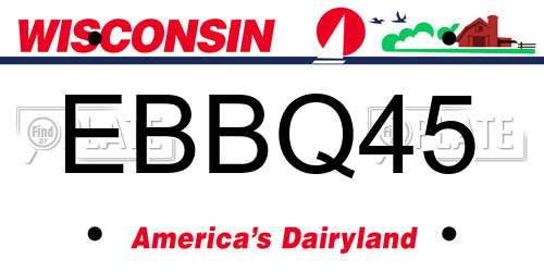 EBBQ45 Wisconsin License Plate