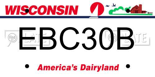 EBC30B Wisconsin License Plate