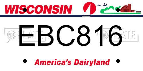 EBC816 Wisconsin License Plate