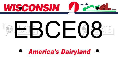EBCE08 Wisconsin License Plate