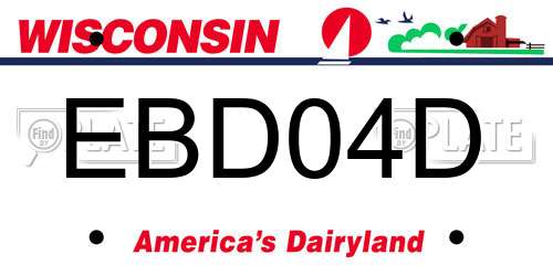 EBD04D Wisconsin License Plate