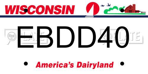 EBDD40 Wisconsin License Plate