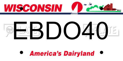 EBDO40 Wisconsin License Plate