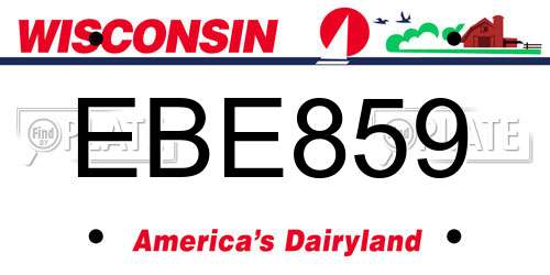 EBE859 Wisconsin License Plate