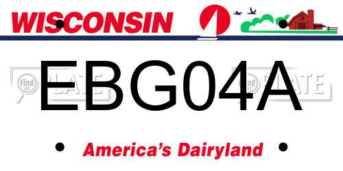 EBG04A Wisconsin License Plate