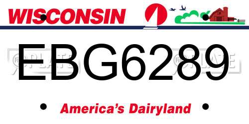 EBG6289 Wisconsin License Plate