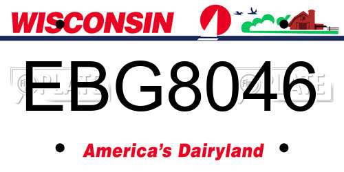 EBG8046 Wisconsin License Plate