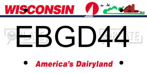 EBGD44 Wisconsin License Plate