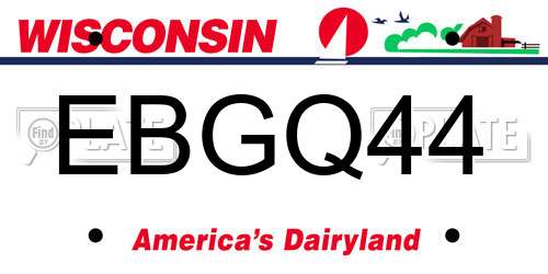 EBGQ44 Wisconsin License Plate