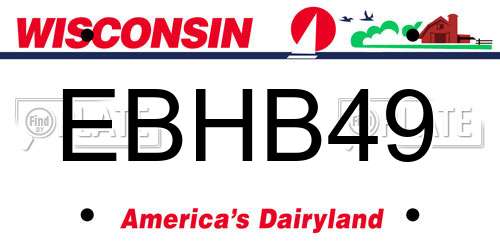 EBHB49 Wisconsin License Plate