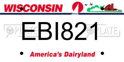 EBI821 Wisconsin License Plate