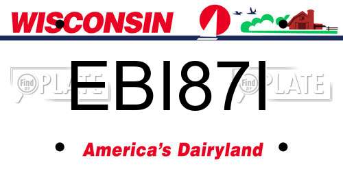 EBI87I Wisconsin License Plate