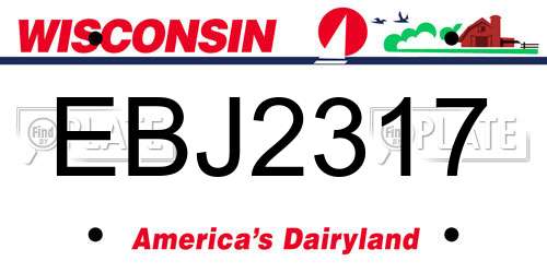 EBJ2317 Wisconsin License Plate