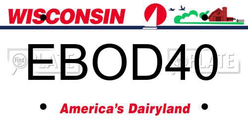 EBOD40 Wisconsin License Plate