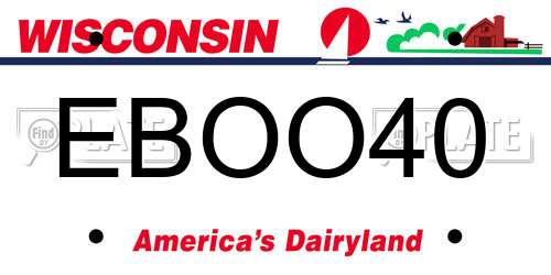 EBOO40 Wisconsin License Plate