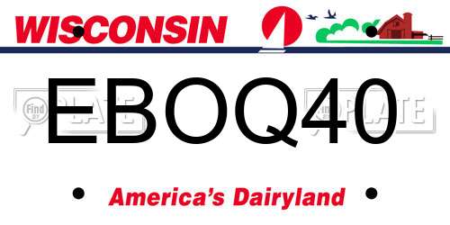 EBOQ40 Wisconsin License Plate