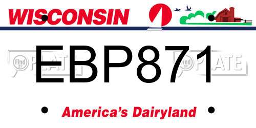 EBP871 Wisconsin License Plate