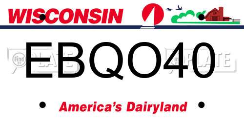 EBQO40 Wisconsin License Plate