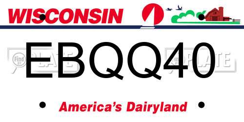 EBQQ40 Wisconsin License Plate