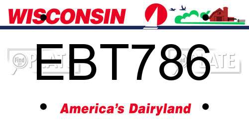 EBT786 Wisconsin License Plate