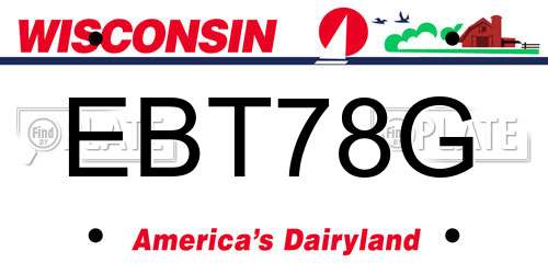 EBT78G Wisconsin License Plate