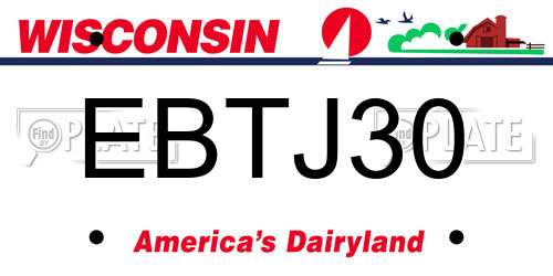 EBTJ30 Wisconsin License Plate