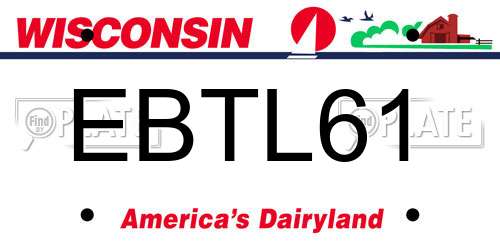 EBTL61 Wisconsin License Plate