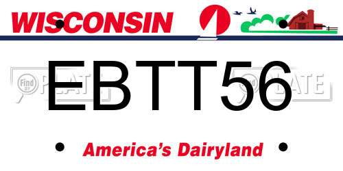 EBTT56 Wisconsin License Plate