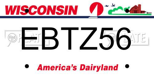 EBTZ56 Wisconsin License Plate