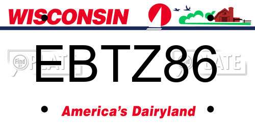 EBTZ86 Wisconsin License Plate