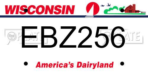 EBZ256 Wisconsin License Plate