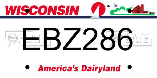EBZ286 Wisconsin License Plate
