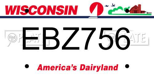 EBZ756 Wisconsin License Plate