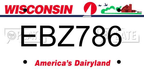 EBZ786 Wisconsin License Plate