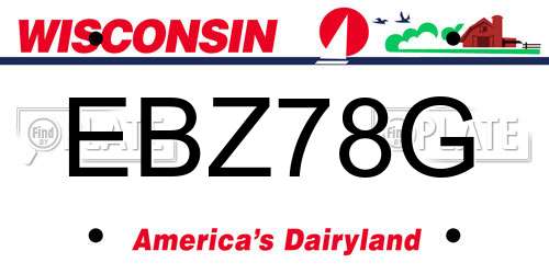EBZ78G Wisconsin License Plate