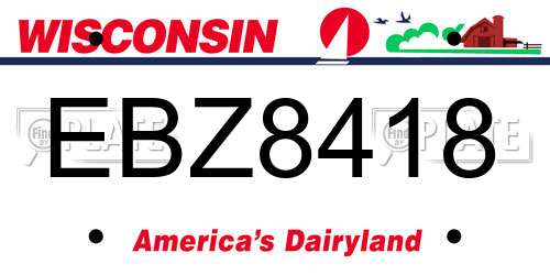 EBZ8418 Wisconsin License Plate