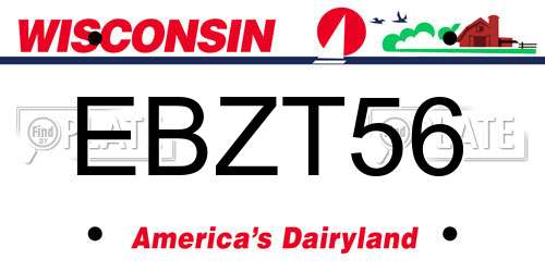 EBZT56 Wisconsin License Plate