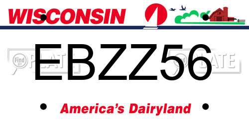 EBZZ56 Wisconsin License Plate
