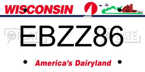 EBZZ86 Wisconsin License Plate