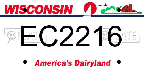EC2216 Wisconsin License Plate